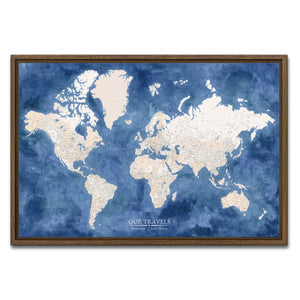 AUTO-MOCKUP WHITE | Admiral World Push Pin Map | Walnut Frame | group=3x2