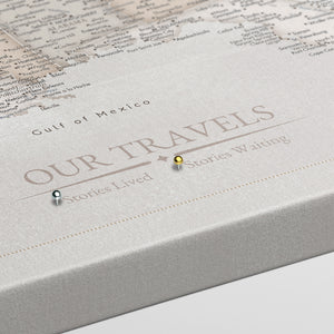 Aged Parchment US Push Pin Map