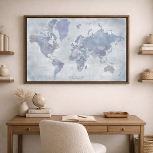 Amethyst Stone World Push Pin Map