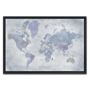 AUTO-MOCKUP WHITE | Amethyst Stone World Push Pin Map | Black Frame | group=3x2