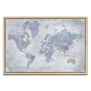 AUTO-MOCKUP WHITE | Amethyst Stone World Push Pin Map | Natural Frame | group=3x2
