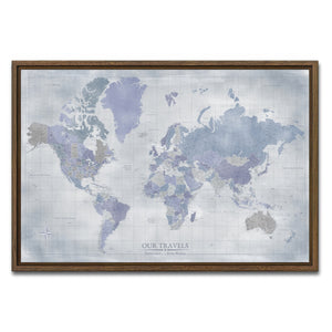 AUTO-MOCKUP WHITE | Amethyst Stone World Push Pin Map | Walnut Frame | group=3x2