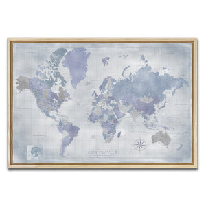 AUTO-MOCKUP WHITE | Amethyst World Push Pin Map | Natural Frame | group=3x2