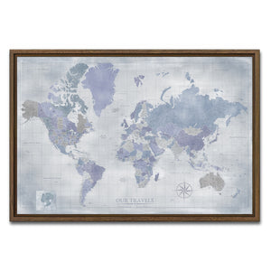 AUTO-MOCKUP WHITE | Amethyst World Push Pin Map | Walnut Frame | group=3x2