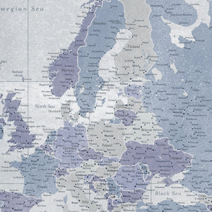 Detail crop of Amethyst World Push Pin Map showing map colors, labels, and cartographic detail