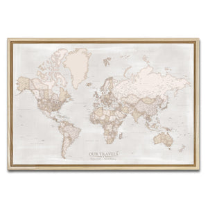 AUTO-MOCKUP WHITE | Antique World Push Pin Map | Natural Frame | group=3x2