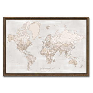 AUTO-MOCKUP WHITE | Antique World Push Pin Map | Walnut Frame | group=3x2