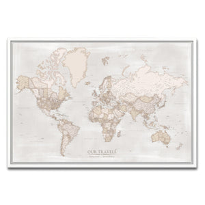 AUTO-MOCKUP WHITE | Antique World Push Pin Map | White Frame | group=3x2
