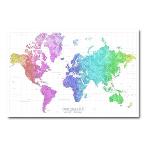 AUTO-MOCKUP WHITE | Aurora World Push Pin Map | No Frame | group=3x2