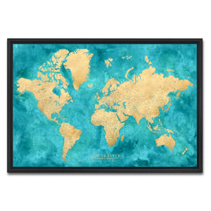 AUTO-MOCKUP WHITE | Azure Coast World Push Pin Map | Black Frame | group=3x2