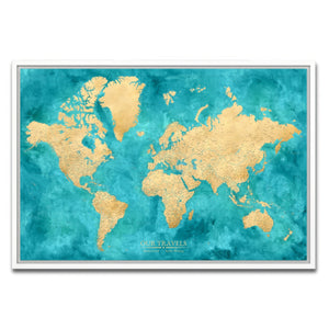AUTO-MOCKUP WHITE | Azure Coast World Push Pin Map | White Frame | group=3x2