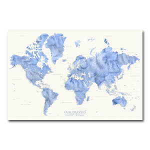 AUTO-MOCKUP WHITE | Azure Wash World Push Pin Map | No Frame | group=3x2