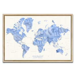 AUTO-MOCKUP WHITE | Azure Wash World Push Pin Map | Natural Frame | group=3x2