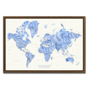 AUTO-MOCKUP WHITE | Azure Wash World Push Pin Map | Walnut Frame | group=3x2