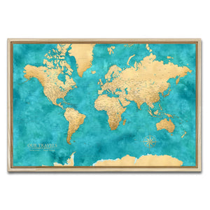AUTO-MOCKUP WHITE | Azure World Push Pin Map | Natural Frame | group=3x2