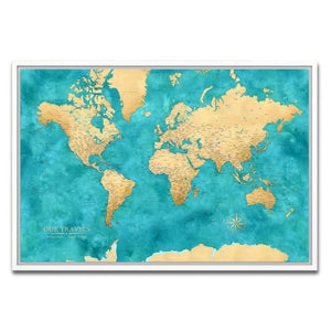 AUTO-MOCKUP WHITE | Azure World Push Pin Map | White Frame | group=3x2