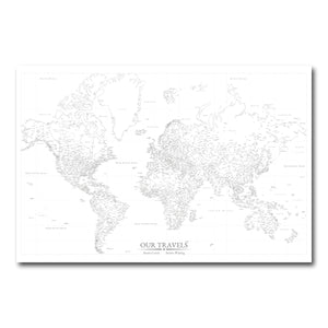 AUTO-MOCKUP WHITE | Blank Canvas World Push Pin Map | No Frame | group=3x2