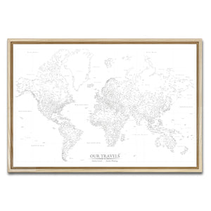 AUTO-MOCKUP WHITE | Blank Canvas World Push Pin Map | Natural Frame | group=3x2