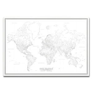 AUTO-MOCKUP WHITE | Blank Canvas World Push Pin Map | White Frame | group=3x2