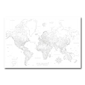 AUTO-MOCKUP WHITE | Blank World Push Pin Map | No Frame | group=3x2