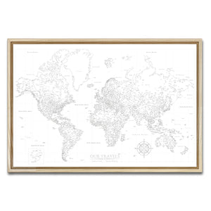 AUTO-MOCKUP WHITE | Blank World Push Pin Map | Natural Frame | group=3x2