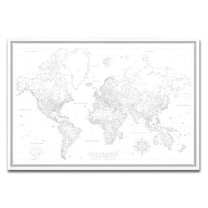 AUTO-MOCKUP WHITE | Blank World Push Pin Map | White Frame | group=3x2