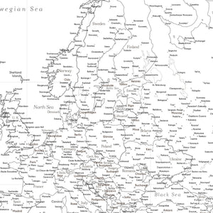 Detail crop of Blank World Push Pin Map showing map colors, labels, and cartographic detail
