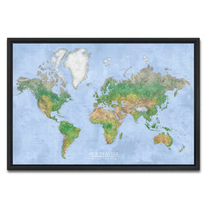 AUTO-MOCKUP WHITE | Bluecrest Atlas World Push Pin Map | Black Frame | group=3x2