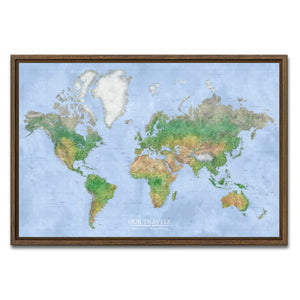 AUTO-MOCKUP WHITE | Bluecrest Atlas World Push Pin Map | Walnut Frame | group=3x2