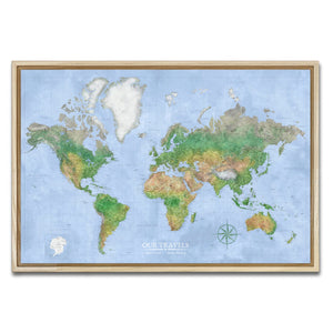 AUTO-MOCKUP WHITE | Bluecrest World Push Pin Map | Natural Frame | group=3x2