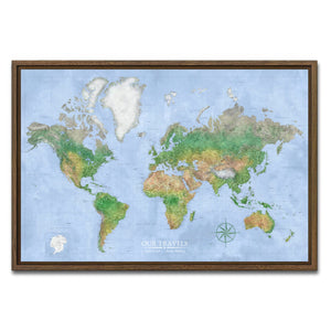 AUTO-MOCKUP WHITE | Bluecrest World Push Pin Map | Walnut Frame | group=3x2