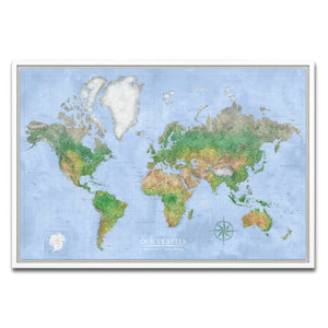 AUTO-MOCKUP WHITE | Bluecrest World Push Pin Map | White Frame | group=3x2