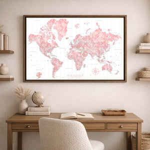 AUTO-MOCKUP ROOM | Blush Horizon World Push Pin Map | family=Office | group=3x2
