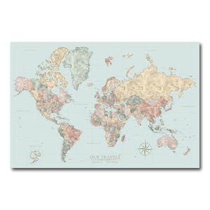 AUTO-MOCKUP WHITE | Cartographer's World Push Pin Map | No Frame | group=3x2