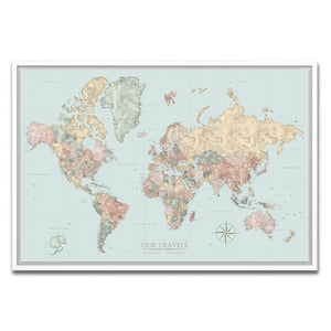 AUTO-MOCKUP WHITE | Cartographer's World Push Pin Map | White Frame | group=3x2