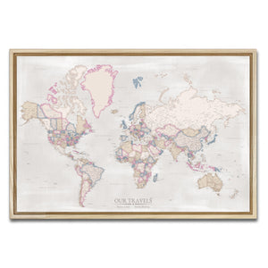 AUTO-MOCKUP WHITE | Celestial Horizon World Push Pin Map | Natural Frame | group=3x2