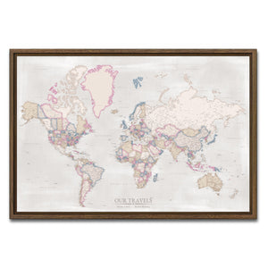 AUTO-MOCKUP WHITE | Celestial Horizon World Push Pin Map | Walnut Frame | group=3x2