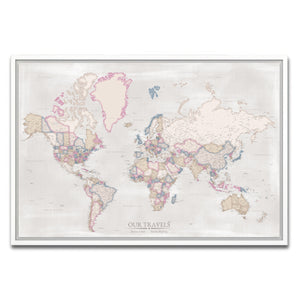 AUTO-MOCKUP WHITE | Celestial Horizon World Push Pin Map | White Frame | group=3x2