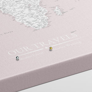 Champagne Rose World Push Pin Map