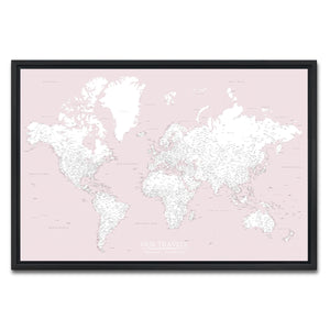 AUTO-MOCKUP WHITE | Champagne Rose World Push Pin Map | Black Frame | group=3x2