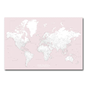 AUTO-MOCKUP WHITE | Champagne Rose World Push Pin Map | No Frame | group=3x2