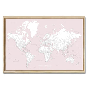 AUTO-MOCKUP WHITE | Champagne Rose World Push Pin Map | Natural Frame | group=3x2