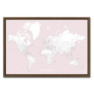 AUTO-MOCKUP WHITE | Champagne Rose World Push Pin Map | Walnut Frame | group=3x2