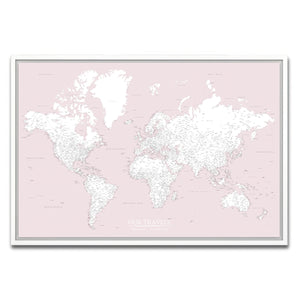 AUTO-MOCKUP WHITE | Champagne Rose World Push Pin Map | White Frame | group=3x2