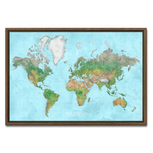 AUTO-MOCKUP WHITE | Classic Atlas World Push Pin Map | Walnut Frame | group=3x2
