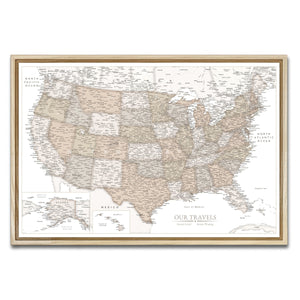 AUTO-MOCKUP WHITE | Classic US Push Pin Map | Natural Frame | group=3x2