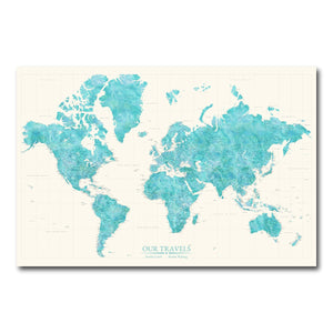 AUTO-MOCKUP WHITE | Coastal Jade World Push Pin Map | No Frame | group=3x2