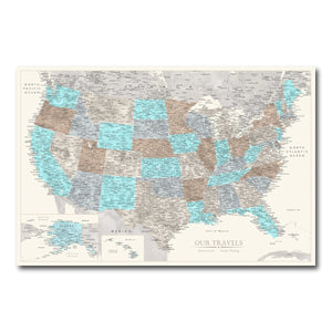 AUTO-MOCKUP WHITE | Coastal Terrain US Push Pin Map | No Frame | group=3x2