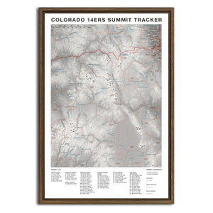 AUTO-MOCKUP WHITE | Colorado 14ers Summit Tracker | Walnut Frame | group=3x2