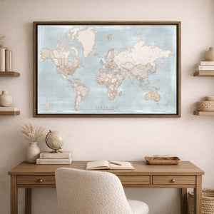 Compass Blue World Push Pin Map